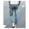 Men's Solid Casual Jeans,Cotton Blue L6