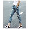 Men's Solid Casual Jeans,Cotton Blue L6