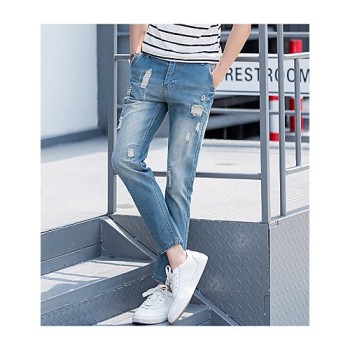 Men's Solid Casual Jeans,Cotton Blue-7