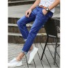 Men's Solid Casual Jeans,Cotton Blue-6